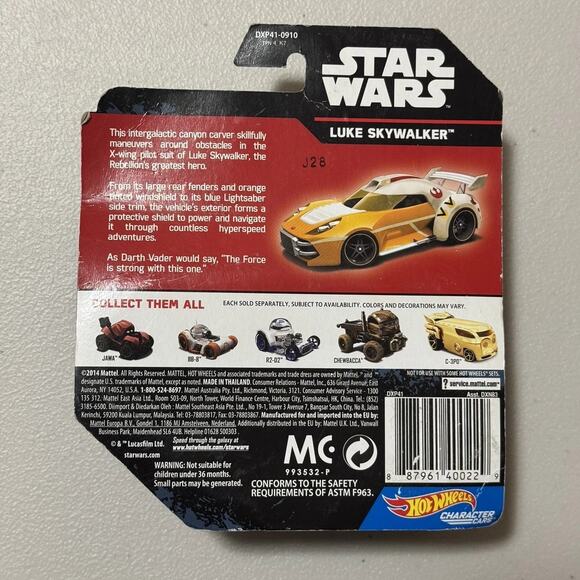 Star Wars Hot Wheels 2014 Character Cars Luke Skywalker Die Cast Vintage New NIB - Picture 8 of 14